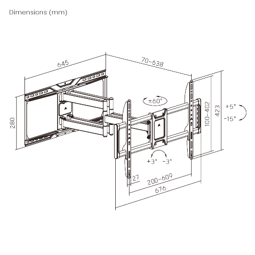 Cost-Effective Heavy-Duty Full-Motion TV Wall Mount LPA86-466A With enhanced robustness to hold TVs up to 75kg & larger extension from china(chinese)
