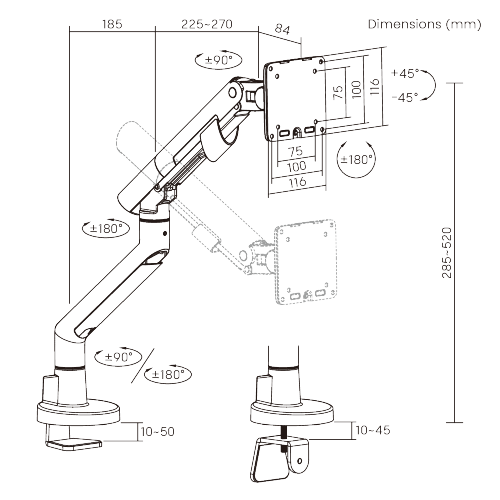 SlimBrace Heavy-Duty Gas Spring Monitor Arm LDT102-C012 Balances elegance and strength. from china(chinese)