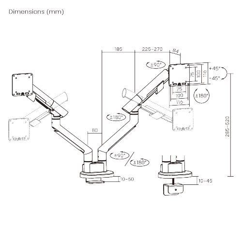 SlimBrace Dual-Screen Heavy-Duty Gas Spring Monitor Arm LDT102-C024 Balances elegance and strength. from china(chinese)