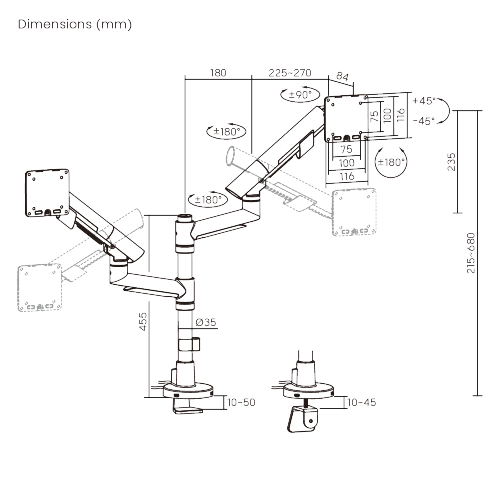 SlimBrace Dual-Screen Heavy-Duty Pole-Mounted Gas Spring Monitor Arm with USB-A & USB-C Ports LDT102-C024UCP Balances elegance and strength. from china(chinese)