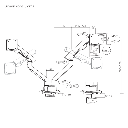 SlimBrace Dual-Screen Heavy-Duty Gas Spring Monitor Arm with USB-A & USB-C Ports LDT102-C024UC Balances elegance and strength. from china(chinese)