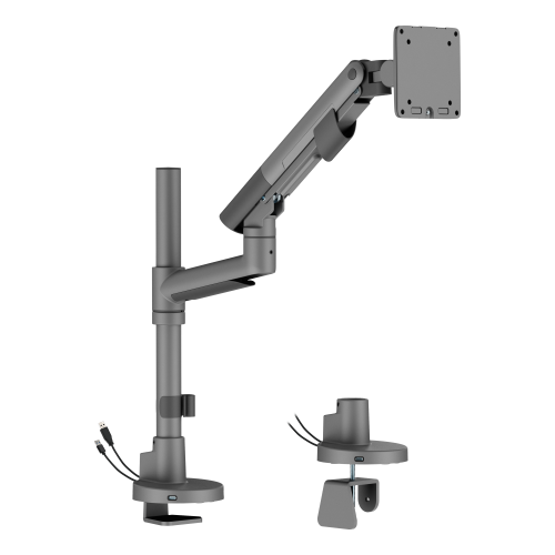 SlimBrace Heavy-Duty Pole-Mounted Gas Spring Monitor Arm with USB-A & USB-C Ports LDT102-C012UCP Balances elegance and strength. from china(chinese)