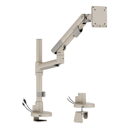 SlimBrace Heavy-Duty Pole-Mounted Gas Spring Monitor Arm with USB-A & USB-C Ports LDT102-C012UCP Balances elegance and strength. from china(chinese)