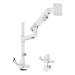 SlimBrace Heavy-Duty Pole-Mounted Gas Spring Monitor Arm with USB-A & USB-C Ports