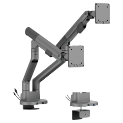 SlimBrace Dual-Screen Heavy-Duty Gas Spring Monitor Arm with USB-A & USB-C Ports