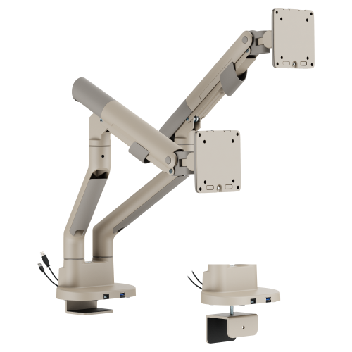 SlimBrace Dual-Screen Heavy-Duty Gas Spring Monitor Arm with USB-A & USB-C Ports LDT102-C024UC Balances elegance and strength. from china(chinese)