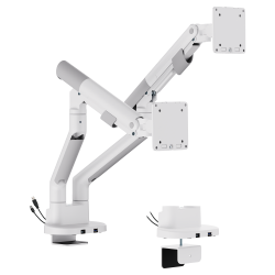 SlimBrace Dual-Screen Heavy-Duty Gas Spring Monitor Arm with USB-A & USB-C Ports