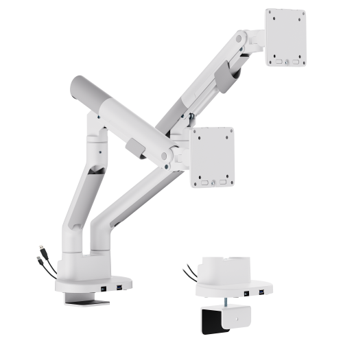 SlimBrace Dual-Screen Heavy-Duty Gas Spring Monitor Arm with USB-A & USB-C Ports LDT102-C024UC Balances elegance and strength. from china(chinese)