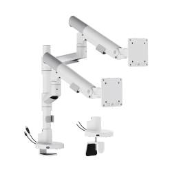 SlimBrace Dual-Screen Heavy-Duty Pole-Mounted Gas Spring Monitor Arm with USB-A & USB-C Ports
