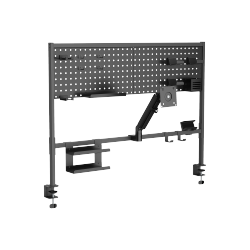 Clamp-On Multi-Purpose Pegboard Organizer Shelf with Monitor Arm