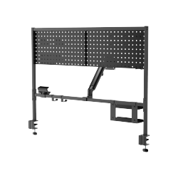 Clamp-On Multi-Purpose Pegboard Organizer Shelf with Monitor Arm