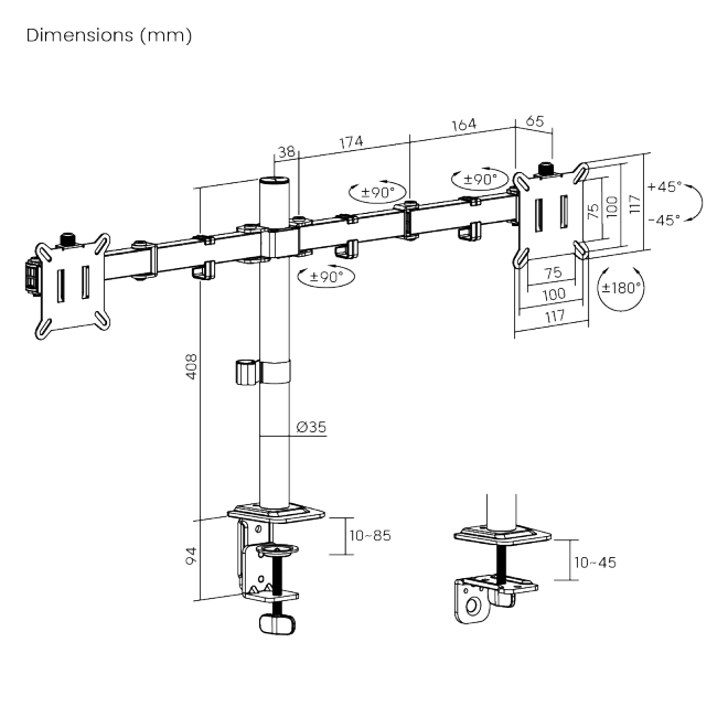 Flow Basic Articulating Dual-Screen Monitor Arm S055372-LDT110-C024-01 Hooks you at the first glance, impresses your with performances. from china(chinese)