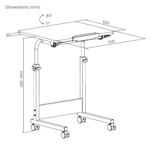 Height Adjustable Mobile Computer Table (500x600mm/19.7"x23.6") FWS10-3 Perfect as a Student Writing Desk, Dining Table, Drafting Table Opposite the Bed/Sofa from china(chinese)