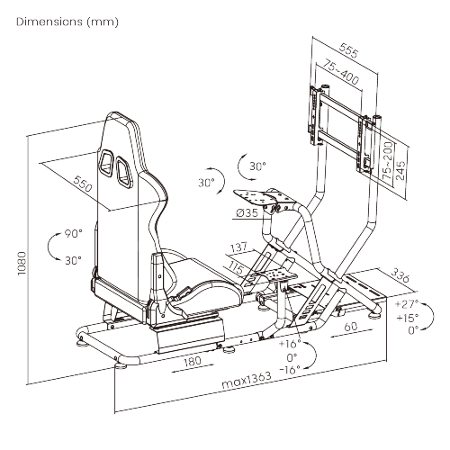 Racing Simulator Cockpit with Monitor Mount LRS09-BS03  from china(chinese)