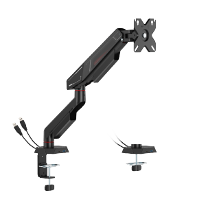 Economy Armored Mechanical Spring Monitor Arm with USB-A & USB-C Ports