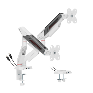 Economy Armored Dual-Screen Mechanical Spring Monitor Arm with USB-A & USB-C Ports