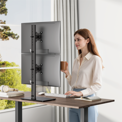 Vertical Lift Dual-Screen Monitor Stand LDT125-T02V For most 17"-34" Monitors from china(chinese)