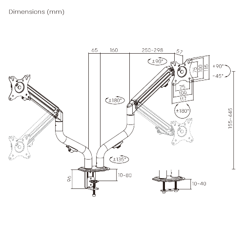Dual Monitor Pipe-Shaped Counterbalance Spring-Assisted Monitor Arm LDT71-C024N For most 17"-32“ Monitors from china(chinese)