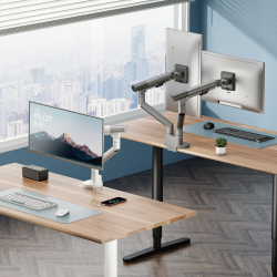 SlimBrace Heavy-Duty Gas Spring Monitor Arm with USB-A & USB-C Ports
