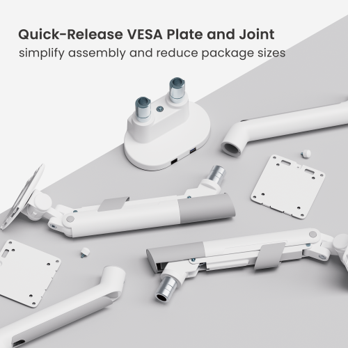 SlimBrace Dual-Screen Heavy-Duty Gas Spring Monitor Arm with USB-A & USB-C Ports LDT102-C024UC Balances elegance and strength. from china(chinese)