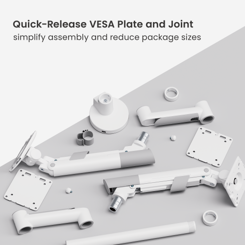 SlimBrace Dual-Screen Heavy-Duty Pole-Mounted Gas Spring Monitor Arm with USB-A & USB-C Ports LDT102-C024UCP Balances elegance and strength. from china(chinese)