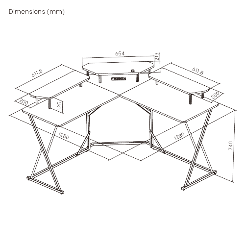Value-Priced Corner Gaming Desk with 3 Monitor Risers GMD18-2 with Built-In RGB Light & US Standard Power Outlets from china(chinese)