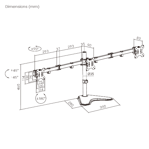 トリプルモニターエコノミー関節式スタンド LDT12-T034N ほとんどの13"-27"モニターに対応 from china(chinese)