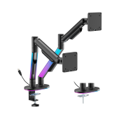 EVERGLOW Dual-Screen Gas Spring Monitor Arm with RGB Lighting (Supports Win11’s "Dynamic Lighting") 