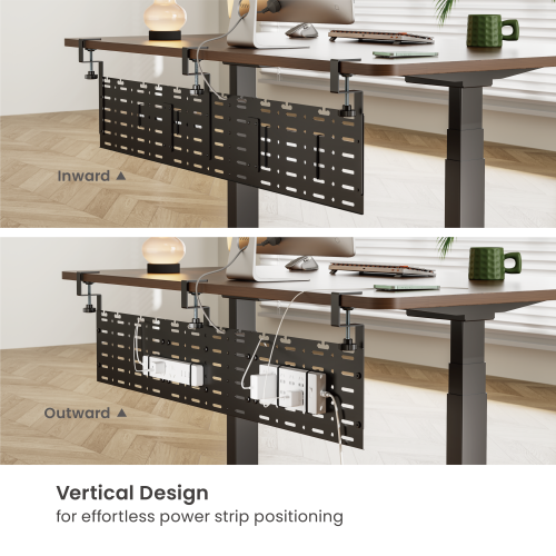 Large Clamp-On Vertical Under-Desk Cable Tray CC11-20-3 for effortless power strip positioning from china(chinese)
