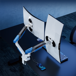Economy Armored Dual-Screen Mechanical Spring Monitor Arm with USB-A & USB-C Ports