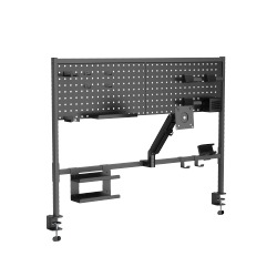 Clamp-On Multi-Purpose Pegboard Organizer Shelf with Monitor Arm
