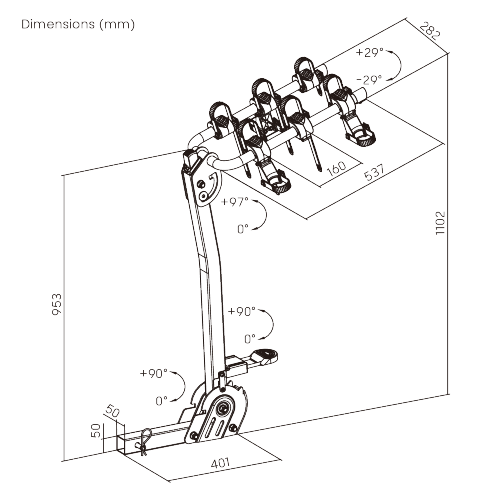 Foldable 3-Bike Hitch Rack for Cars CBR09-31H A fully foldable, no-assembly solution for carrying multiple bikes or e-bikes up to 65kg (143 lbs). from china(chinese)