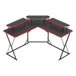 Value-Priced Corner Gaming Desk with 3 Monitor Risers
