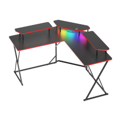 Value-Priced Corner Gaming Desk with 3 Monitor Risers
