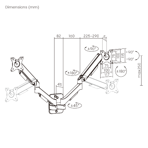 Super Economical Dual-Screen Wall-Mounted Mechanical Spring Monitor Arm  LDA97-114E  from china(chinese)