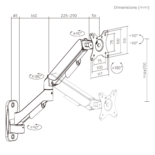 Super Economical Wall-Mounted Mechanical Spring Monitor Arm LDA97-112E  from china(chinese)
