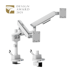 ELITE Dual-Screen Pole-Mounted Mechanical Spring Monitor Arm with USB-A & USB-C Ports