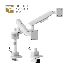 ELITE Dual-Screen Pole-Mounted Mechanical Spring Monitor Arm with USB-A & USB-C Ports