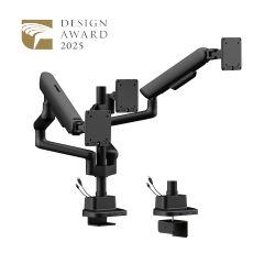 ELITE Triple-Screen Pole-Mounted Mechanical Spring Monitor Arm with USB-A & USB-C Ports