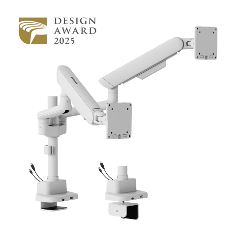 ELITE Dual-Screen Pole-Mounted Mechanical Spring Monitor Arm with USB-A & USB-C Ports LDT118-C024UCP Leads the modernity by appearance and functionality. from china(chinese)