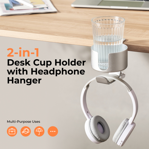  Clamp-On Universal Headphone Holder with Cup Holder HPS01-9A perfect for storing headphones, bags, umbrellas, hats and more from china(chinese)