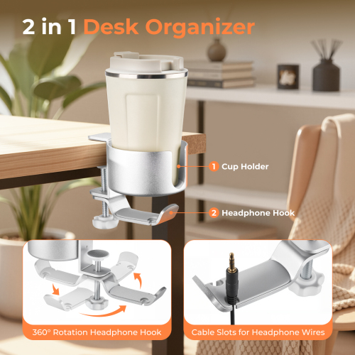  Clamp-On Universal Headphone Holder with Cup Holder HPS01-9A perfect for storing headphones, bags, umbrellas, hats and more from china(chinese)