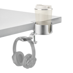  Clamp-On Universal Headphone Holder with Cup Holder