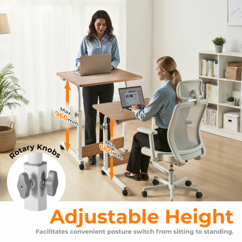 Height Adjustable Mobile Computer Table (500x600mm/19.7"x23.6") FWS10-3 Perfect as a Student Writing Desk, Dining Table, Drafting Table Opposite the Bed/Sofa from china(chinese)
