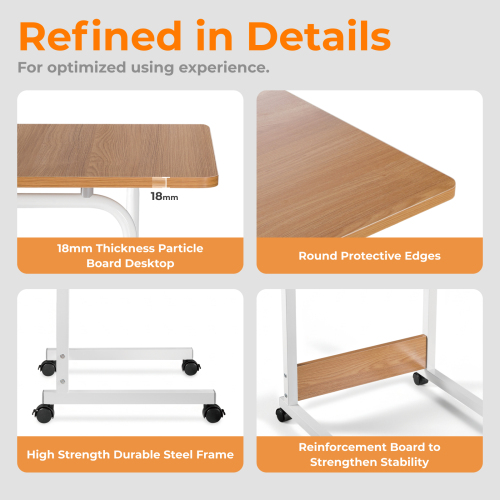 Height Adjustable Mobile Computer Table (500x600mm/19.7"x23.6") FWS10-3 Perfect as a Student Writing Desk, Dining Table, Drafting Table Opposite the Bed/Sofa from china(chinese)