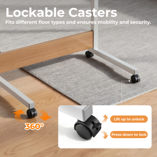 Height Adjustable Mobile Computer Table (500x800mm/19.7"x31.5") FWS10-4 Perfect as a Student Writing Desk, Dining Table, Drafting Table Opposite the Bed/Sofa from china(chinese)