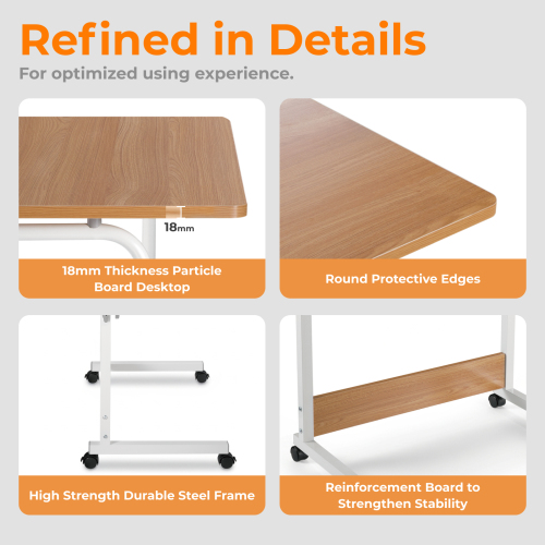 Height Adjustable Mobile Computer Table (500x800mm/19.7"x31.5") FWS10-4 Perfect as a Student Writing Desk, Dining Table, Drafting Table Opposite the Bed/Sofa from china(chinese)