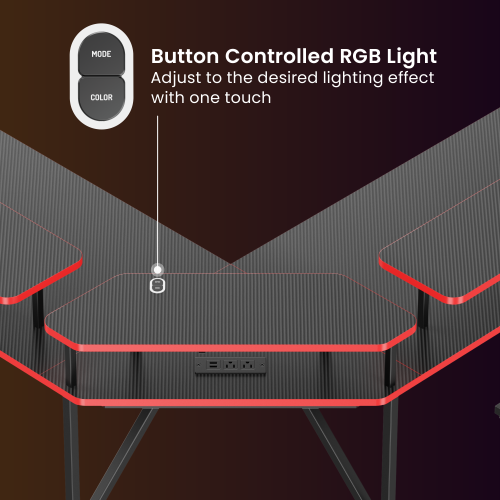 Value-Priced Corner Gaming Desk with 3 Monitor Risers GMD18-2 with Built-In RGB Light & US Standard Power Outlets from china(chinese)