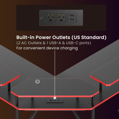 Value-Priced Corner Gaming Desk with 3 Monitor Risers GMD18-2 with Built-In RGB Light & US Standard Power Outlets from china(chinese)