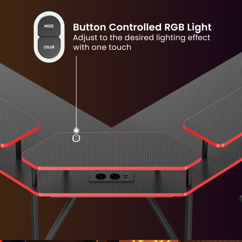  Value-Priced Corner Gaming Desk with 3 Monitor Risers GMD18-3 with Built-In RGB Light & EU/UK Standard Power Outlets from china(chinese)